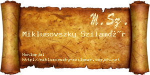 Miklusovszky Szilamér névjegykártya